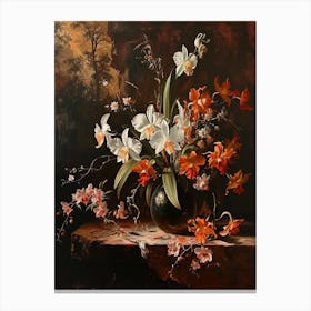 Baroque Floral Still Life Orchid 1 Canvas Print