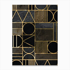 Gold And Black Geometric Wallpaper - Gold Art deco Canvas Print