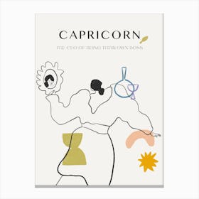 Capricorn Zodiac Sign One Line Canvas Print