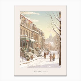 Vintage Winter Poster Montreal Canada Canvas Print