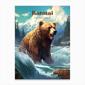 Katmai National Park Alaska Nature Modern Travel Art Canvas Print