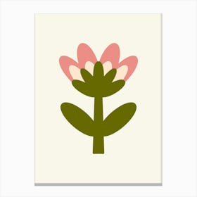 Pink Flower Simple Naïf Canvas Print