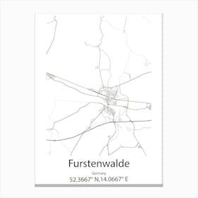 Furstenwalde,Germany Minimalist Map Canvas Print