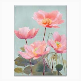 Lotus Flowers Acrylic Painting In Pastel Colours 3 Canvas Print