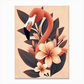 Chilean Flamingo Plumeria Minimalist Illustration 2 Canvas Print