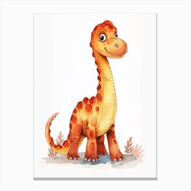 Cute Cartoon Amargasaurus Dinosaur 3 Canvas Print