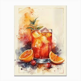 Watercolor Cocktail Canvas Print