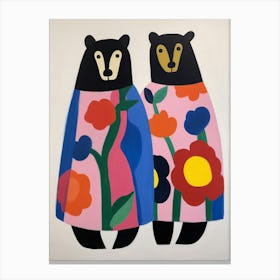 Colourful Kids Animal Art Black Bear 1 Canvas Print