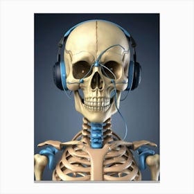 Skeleton With Headphones 10 Canvas Print