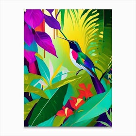 Hummingbird In Tropical Rainforest Abstract Still Life Canvas Print