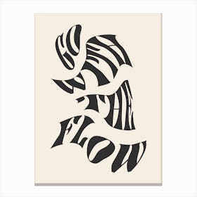 Go With The Flow White and Black Canvas Print