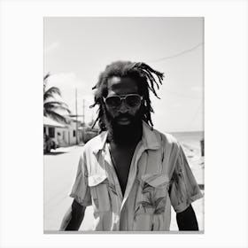 Portrait Of A Man In Jamaica, Black And White Analogue Photograph 2 Canvas Print