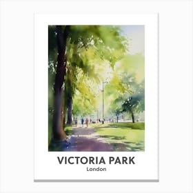 Victoria Park, London 1 Watercolour Travel Poster Canvas Print
