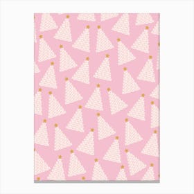 Christmas Tree Pattern Pink Canvas Print