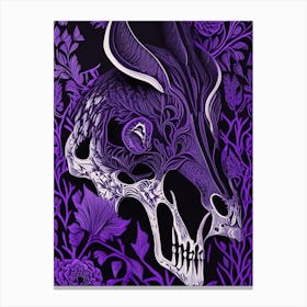 Animal Skull Purple Linocut Canvas Print