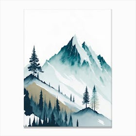 Mountain And Forest In Minimalist Watercolor Vertical Composition 344 Canvas Print