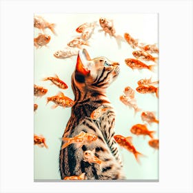 Cat With Fishes Canvas Print