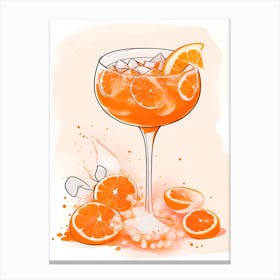 Aperol With Ice And Orange Watercolor Vertical Composition 63 Canvas Print