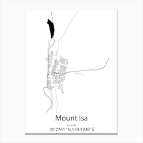 Mount Isa,Australia Minimalist Map Canvas Print