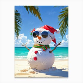 Snowman On The Beach 5 Canvas Print