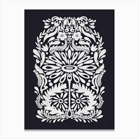 Floral Scandinavian Folk Art 5 Canvas Print