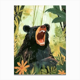American Black Bear Growling Storybook Illustration 1 Canvas Print