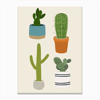Happy Cactus Canvas Print