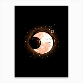 Moon With Headphones Canvas Print