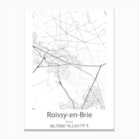 Roissy En Brie,France Minimalist Map Canvas Print