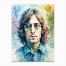 John Lennon In Watercolor 1 Canvas Print