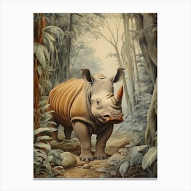Brown Rhino In The Forest Canvas Print