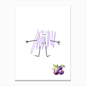 Plums.A work of art. Children's rooms. Nursery. A simple, expressive and educational artistic style. Canvas Print