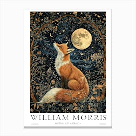 William Morris Night Fox Moon Print Morris Museum Poster Morris Exhibition Poster Painting Fox Canvas Print