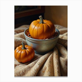 Pumpkins In A Bowl Canvas Print