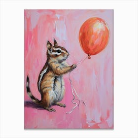 Cute Chipmunk 1 With Balloon Canvas Print