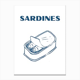 Sardines Wall Art White Background Canvas Print