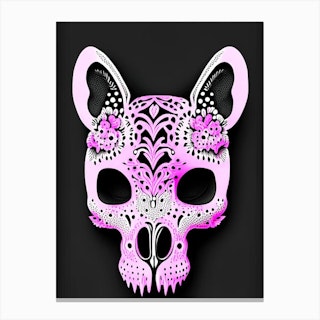 Animal Skull Pink Doodle Canvas Print