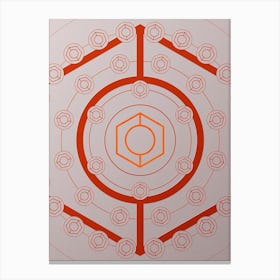 Geometric Abstract Glyph Circle Array in Tomato Red n.0236 Canvas Print