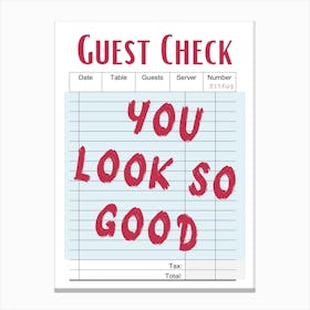 Guest Check 11 Canvas Print