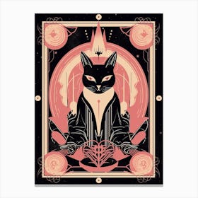 The Magician Tarot Card, Black Cat In Pink 3 Canvas Print
