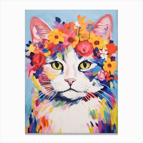 Ragamuffin Cat With A Flower Crown Painting Matisse Style 3 Canvas Print