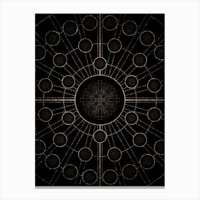 Geometric Glyph Radial Array in Glitter Gold on Black n.0477 Canvas Print