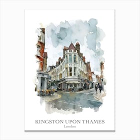 Kingston Upon Thames London Borough   Street Watercolour 3 Poster Canvas Print