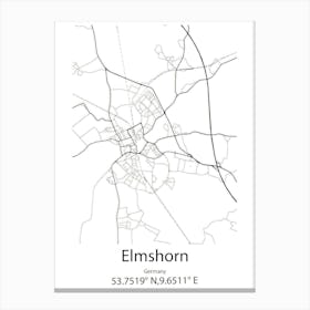 Elmshorn,Germany Minimalist Map Canvas Print