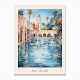 Swimming In Marrakech Morocco Watercolour Poster Canvas Print