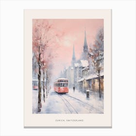 Dreamy Winter Painting Poster Zurich Switzerland 6 Canvas Print