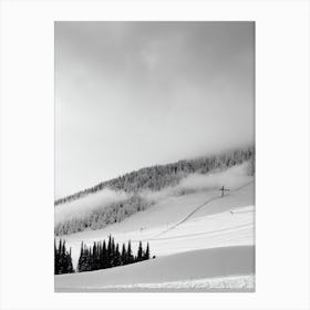 Niseko, Japan Black And White Skiing Poster Canvas Print