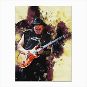 Smudge Of Portrait Carlos Santana Live Concert Canvas Print