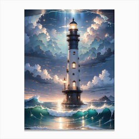 A Lighthouse In The Middle Of The Ocean 15 Canvas Print