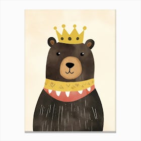 Little Black Bear 3 Wearing A Crown Canvas Print